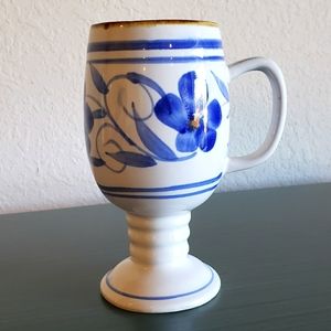 Vintage Handpainted Enseco Japan 8 oz Ceramic Pedestal Flower Mug